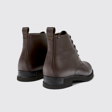 Back view of Iman Brown leather ankle boots