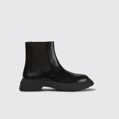 Side view of Walden Black leather boots for women