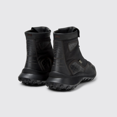Back view of CRCLR Black Textile and Leather Sneaker Booties for Women.