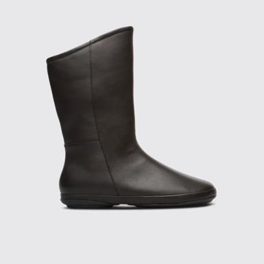 Side view of Right Brown mid boot for women