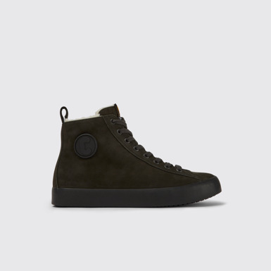 Side view of Imar Grey nubuck ankle boots