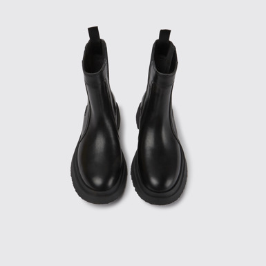 Overhead view of Walden Black leather boots for women