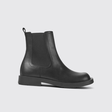 Side view of MIL 1978 Black leather Chelsea boots for women