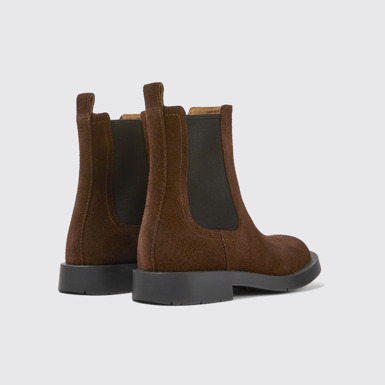 Back view of MIL 1978 Brown nubuck Chelsea boots for women