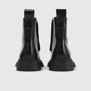 Back view of Walden Black leather lace-up boots for women