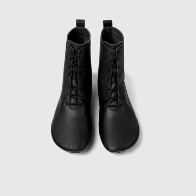 Right Black leather ankle boots