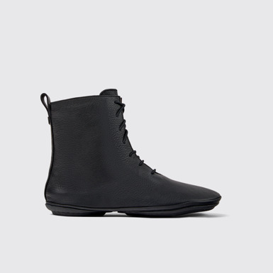 Right Black leather ankle boots