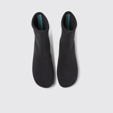 Overhead view of Right Black ankle boots