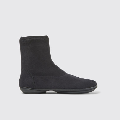 Side view of Right Black ankle boots