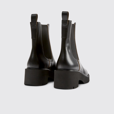 Back view of Milah Black leather boots for women