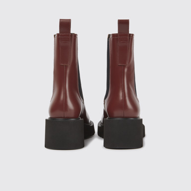 Back view of Milah Burgundy leather boots for women