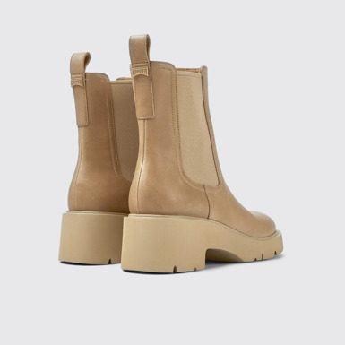 Back view of Milah Beige leather Chelsea boots for women