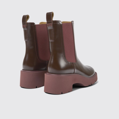Back view of Milah Burgundy leather Chelsea boots for women