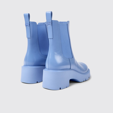 Back view of Milah Blue leather Chelsea boots for women