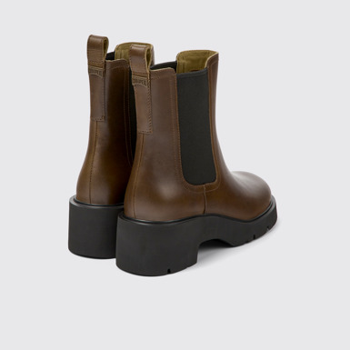 Back view of Milah Brown leather Chelsea boots for women