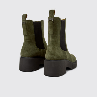 Back view of Milah Green Nubuck Ankle Boots for Women