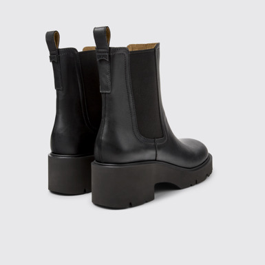 Back view of Milah Black Leather Ankle Boots for Women