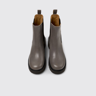 Overhead view of Milah Gray Leather Ankle Boots for Women
