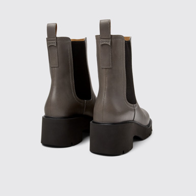 Back view of Milah Gray Leather Ankle Boots for Women
