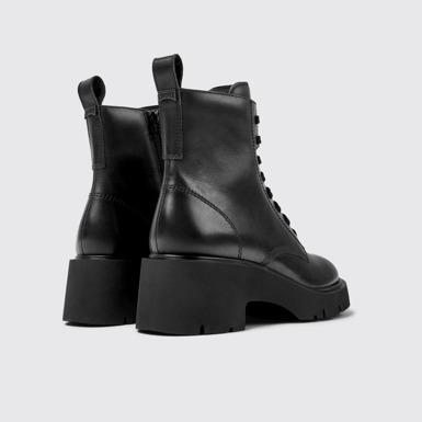Back view of Milah Black Leather Mid Boots for Women.
