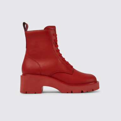 Side view of Milah Red lace-up boots for women
