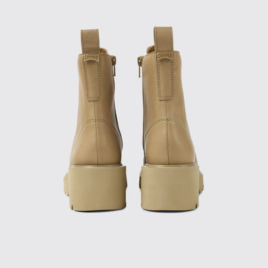 Back view of Milah Beige lace-up boots for women