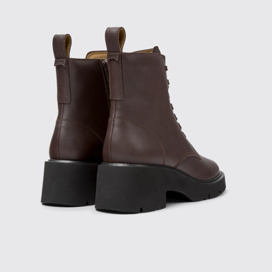Back view of Milah Brown Leather Mid Boots for Women.