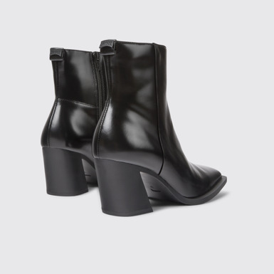 Back view of Karole Black leather boots for women