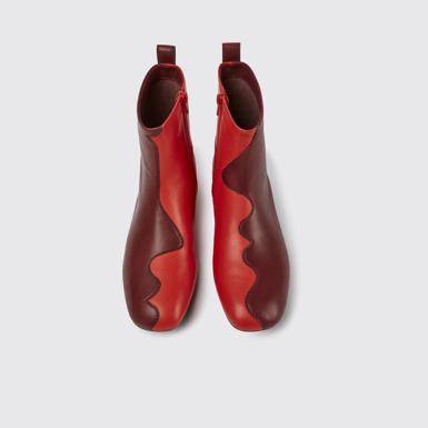 Twins Bottes en cuir bordeaux et rouge