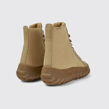 Back view of Ground Beige textile and leather ankle boots for women
