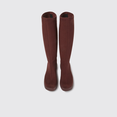 Overhead view of Kaah Burgundy boots for women