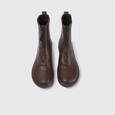 Peu Pista Bottes à zip en cuir marron