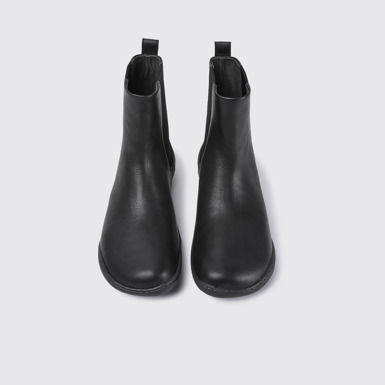 Overhead view of Peu Black leather ankle boots