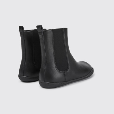 Back view of Peu Black leather ankle boots