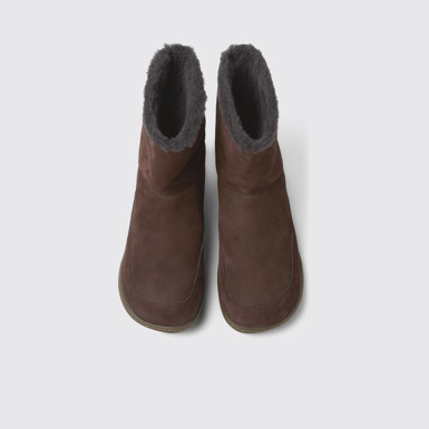 Overhead view of Peu Brown nubuck ankle boots for women