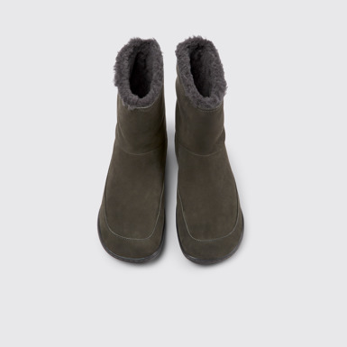 Overhead view of Peu Gray nubuck boots for women