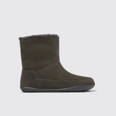Side view of Peu Gray nubuck boots for women
