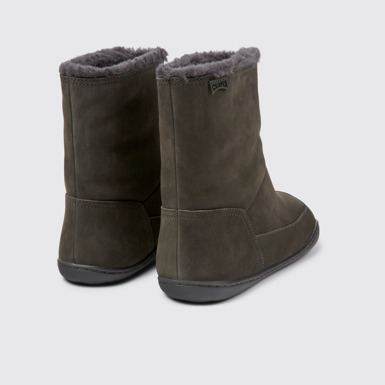 Back view of Peu Gray nubuck boots for women