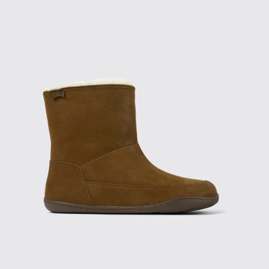 Side view of Peu Brown nubuck boots for women