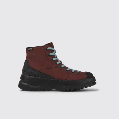 Side view of Teix Burgundy rubber and BCI cotton boots