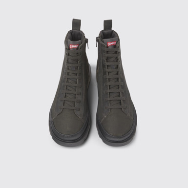 Overhead view of Brutus Dark gray textile and nubuck ankle boots for women