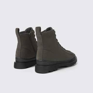 Back view of Brutus Gray textile and nubuck ankle boots for women