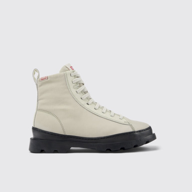Side view of Brutus Gray lace-up boots for women