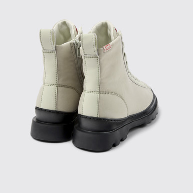Back view of Brutus Gray lace-up boots for women