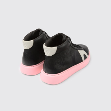 Back view of Runner K21 Black and white leather women's sneakers