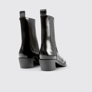 Back view of Bonnie Black leather boots for women