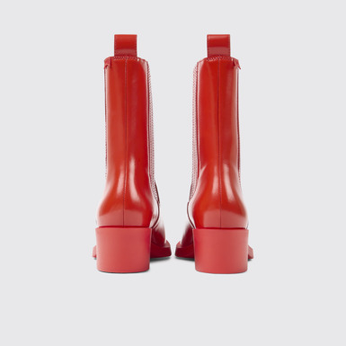 Back view of Bonnie Red leather boots for women