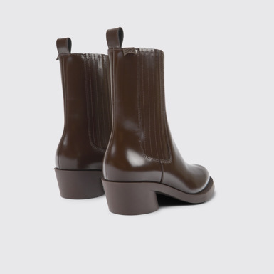 Back view of Bonnie Dark brown leather boots for women