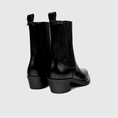 Back view of Bonnie Black leather boots for women