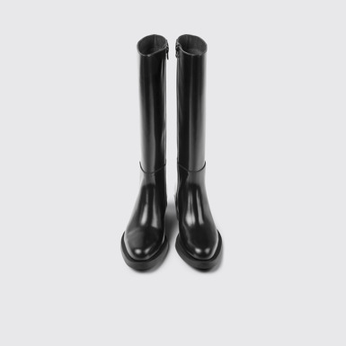 Overhead view of Bonnie Black leather high boots for women